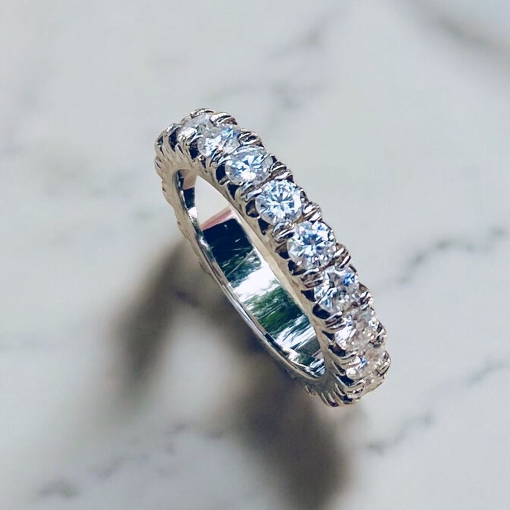 Moissanite Eternity Wedding Band Ring Size 5 1/2 2ktw. NWB